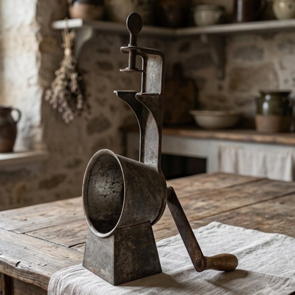 Antique Primitive Hand Crank Table Mount Food Mill Grater Rustic Farmhouse Decor